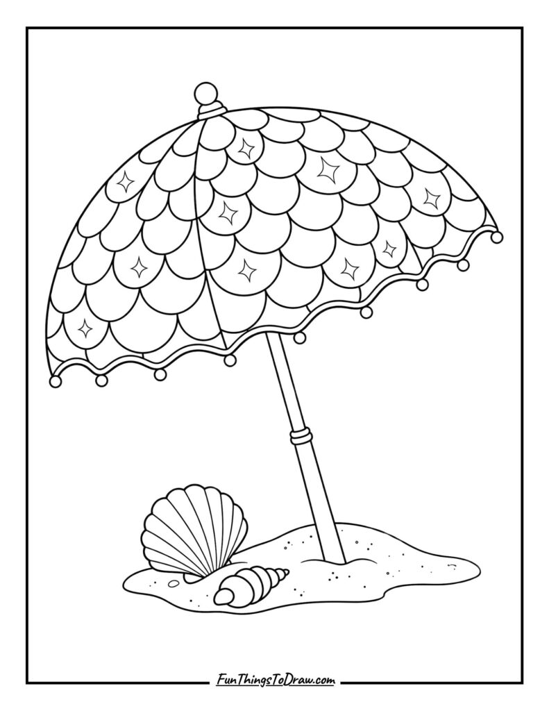 Mermaid Scale Umbrella coloring page