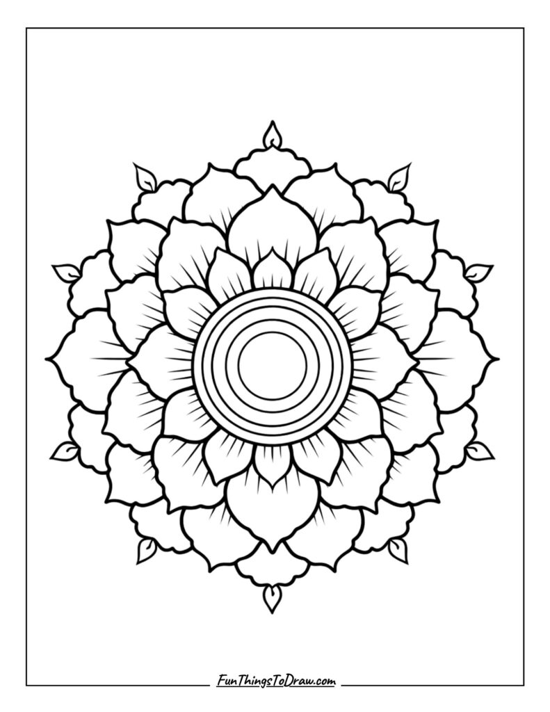 water lily mandala coloring page