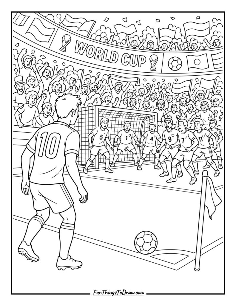 Corner Kick Action coloring page