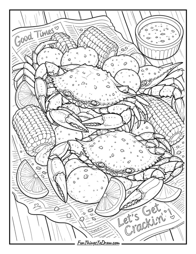 Crab Boil Feast coloring page