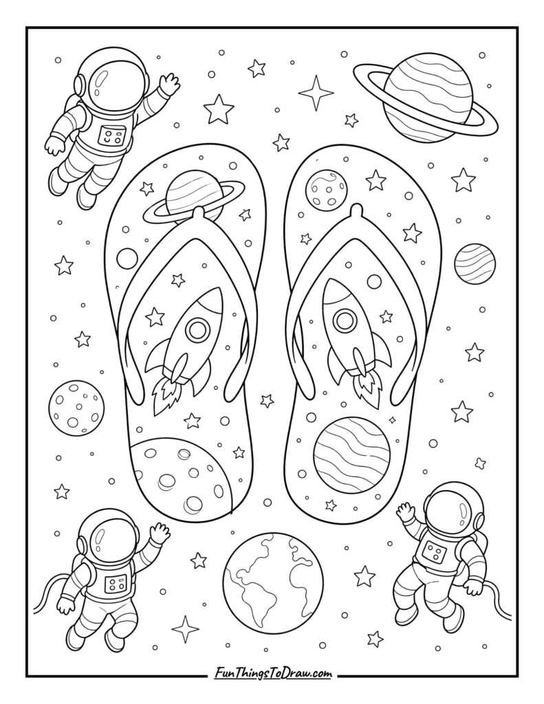 Outer Space Explorers Flip-Flops