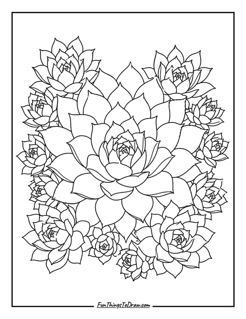 Sempervivum 'Hen and Chicks' coloring page