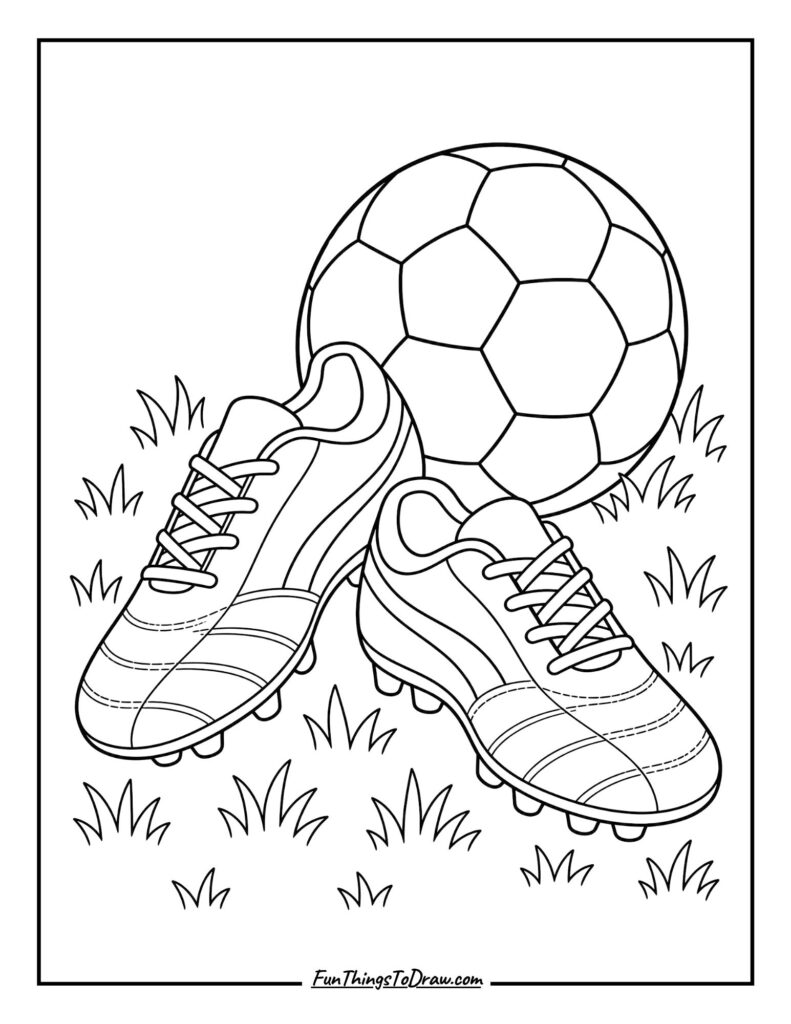 Soccer Boots and Ball coloring page