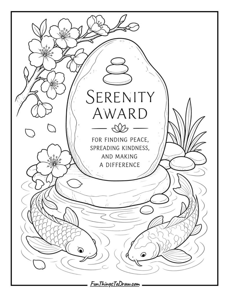 Zen Garden Serenity Stone Coloring Sheet