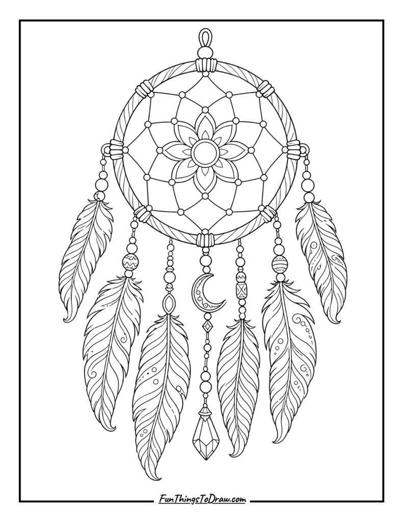 Boho Dreamcatcher coloring pages