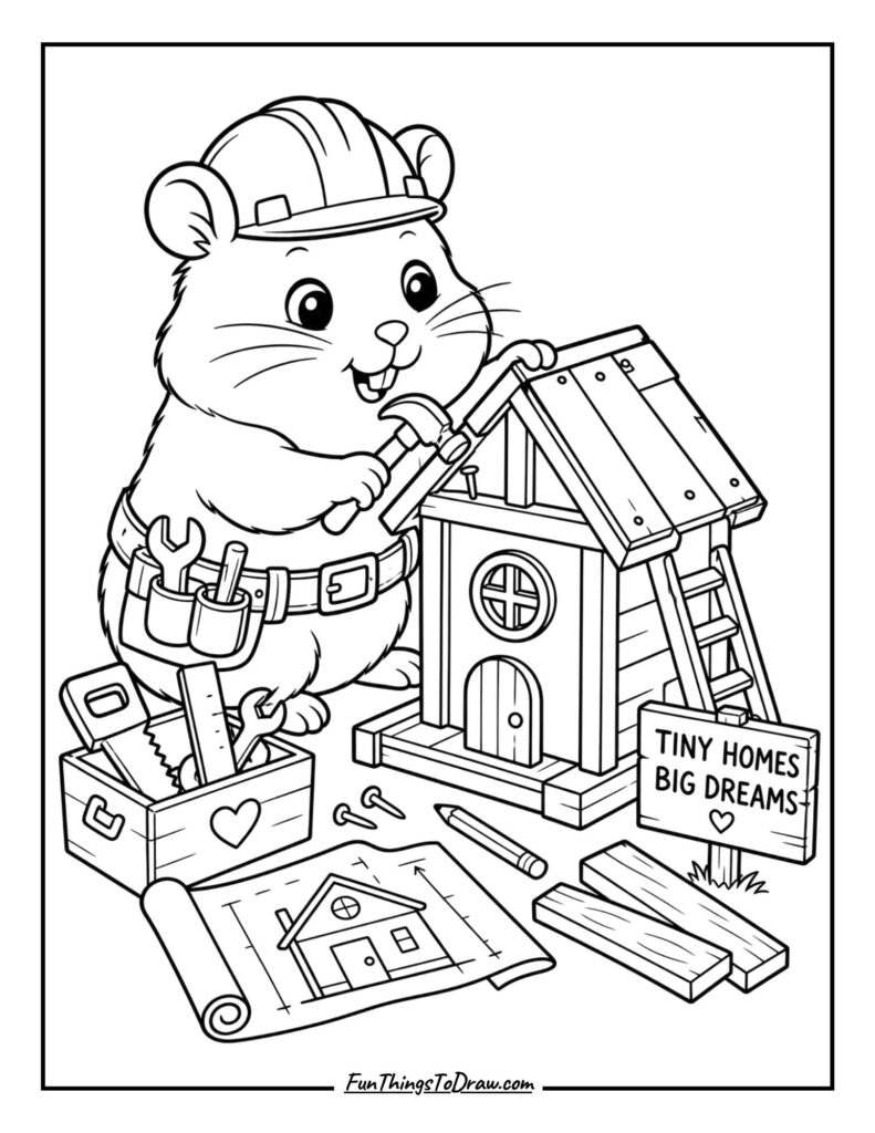 Hamster Builder Coloring Page