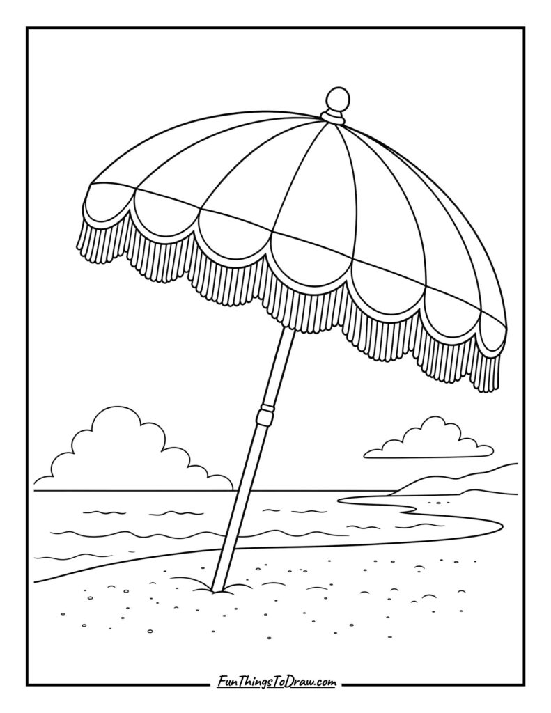 Retro Beach Umbrella coloring page