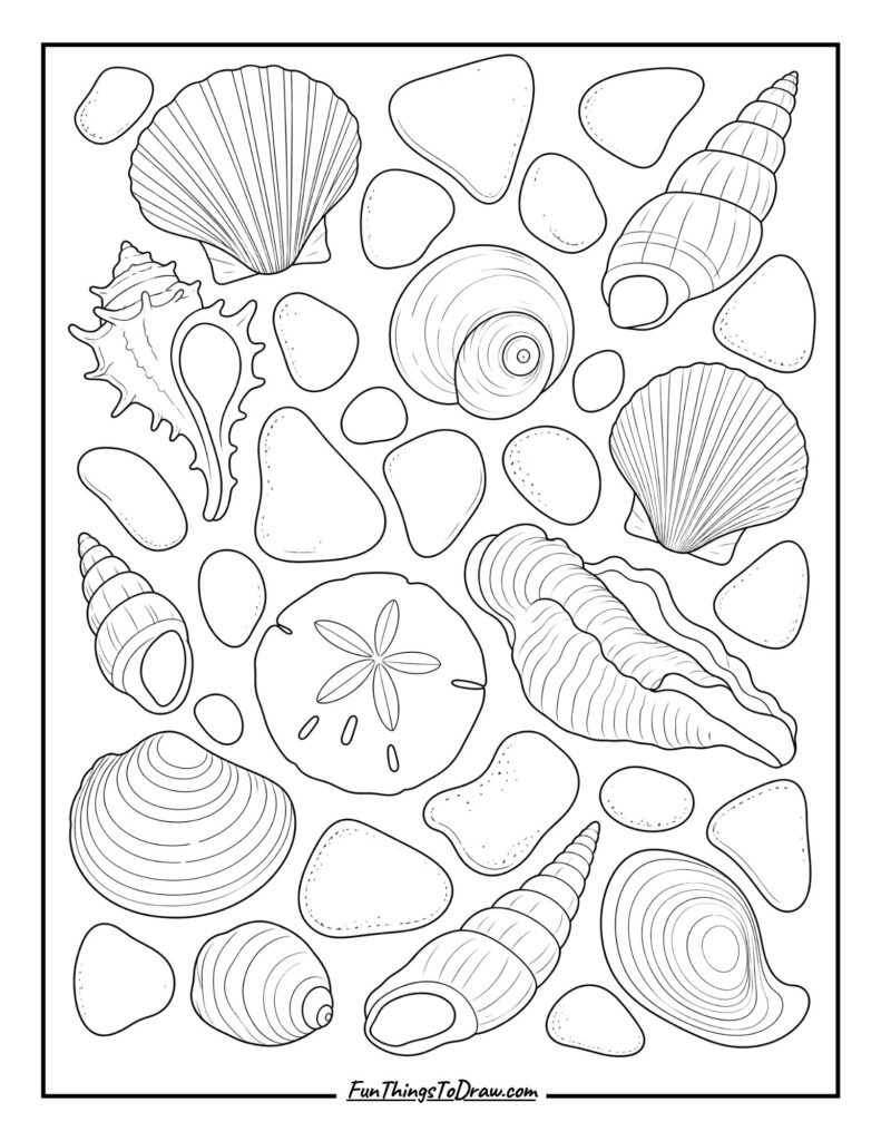 Seashells and Sea Glass coloring page