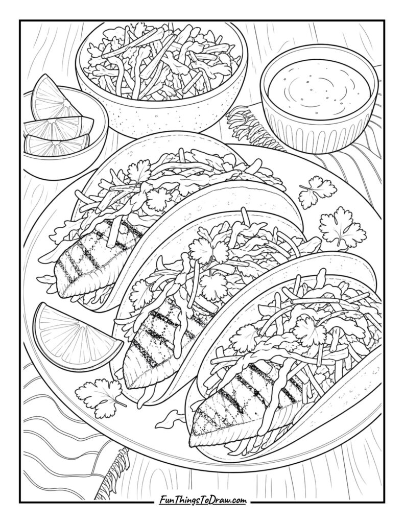 Fish Tacos coloring page