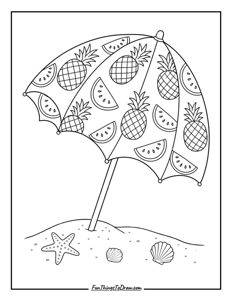 Fruit Fiesta Umbrella coloring page