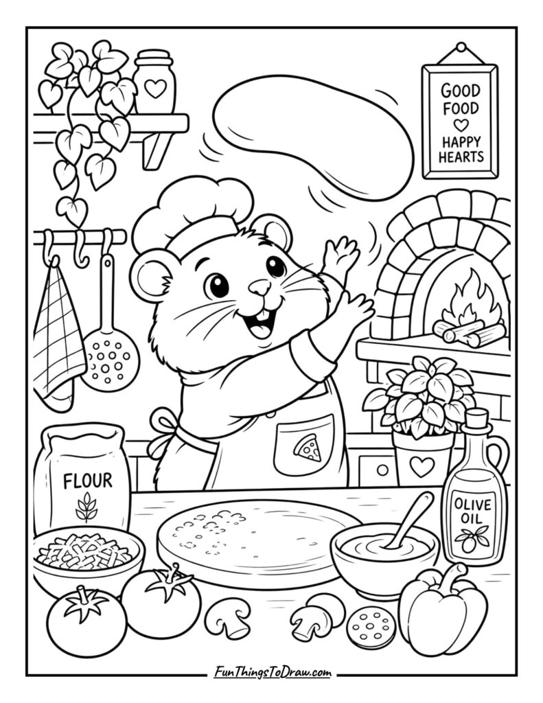 Hamster Chef Making Pizza