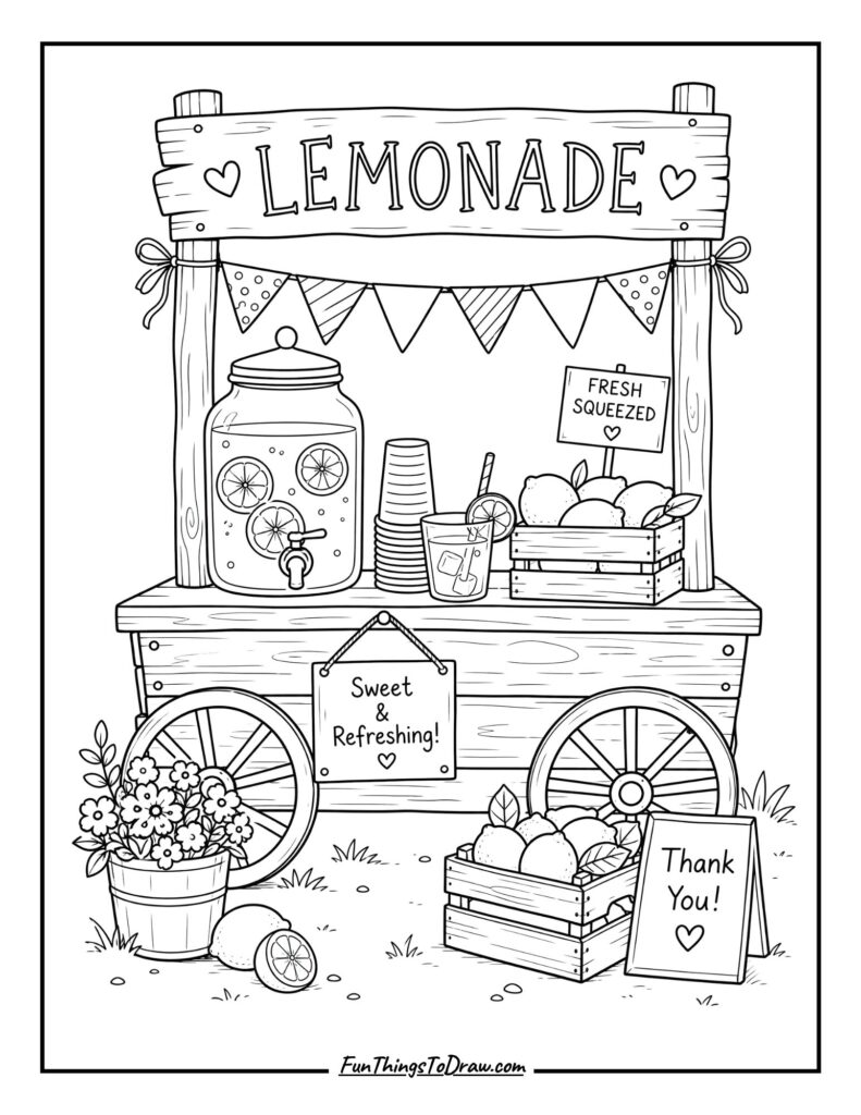 Lemonade Stand with a Wagon