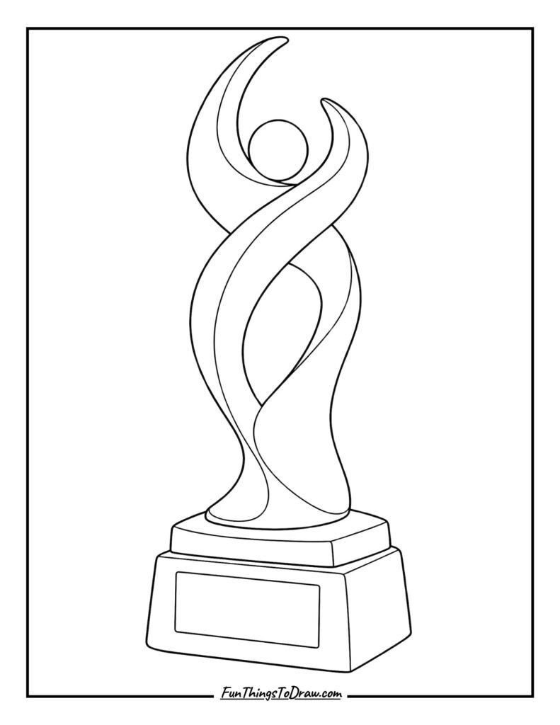 Modern Abstract Art Sculpture Trophy Coloring page