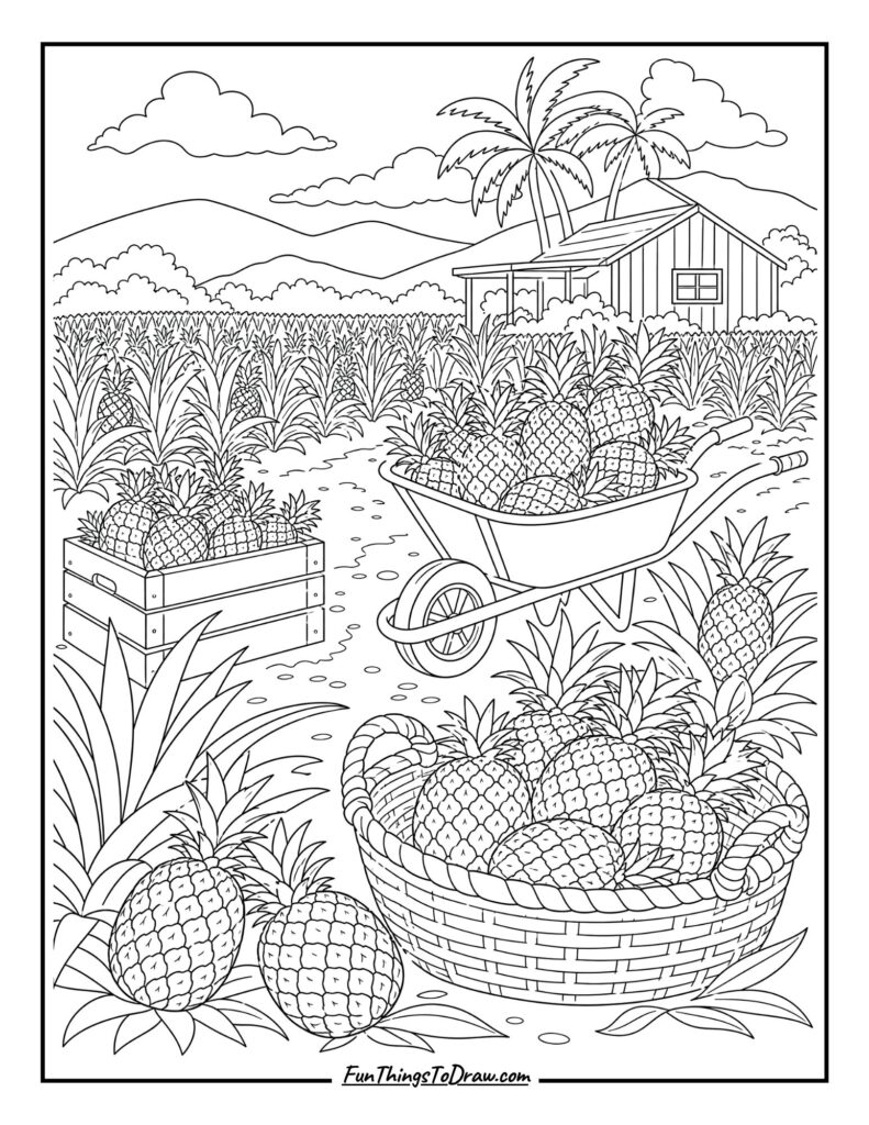 Pineapple Farm Harvest coloring page