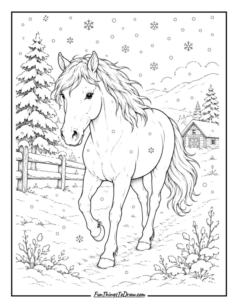 Winter Horse coloring page