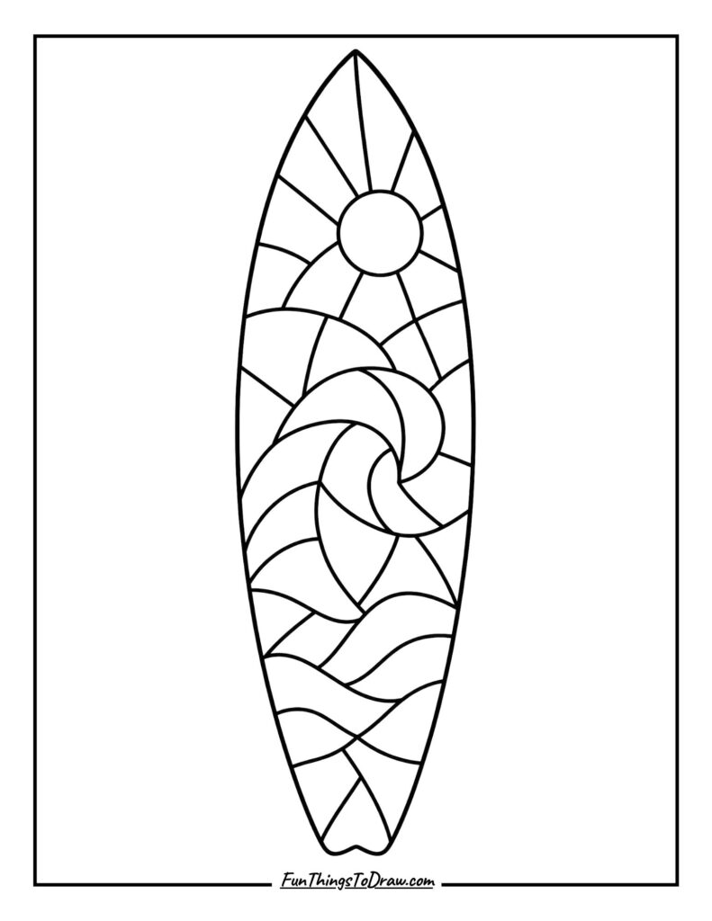 Abstract Stained Glass surfboard