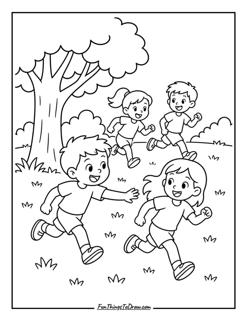 Summer Camp Games Coloring Page