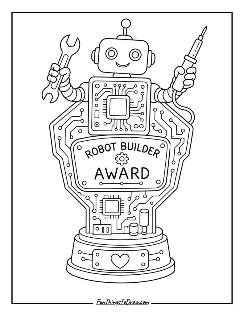 Robot Builder's Circuit Board Trophy Coloring page