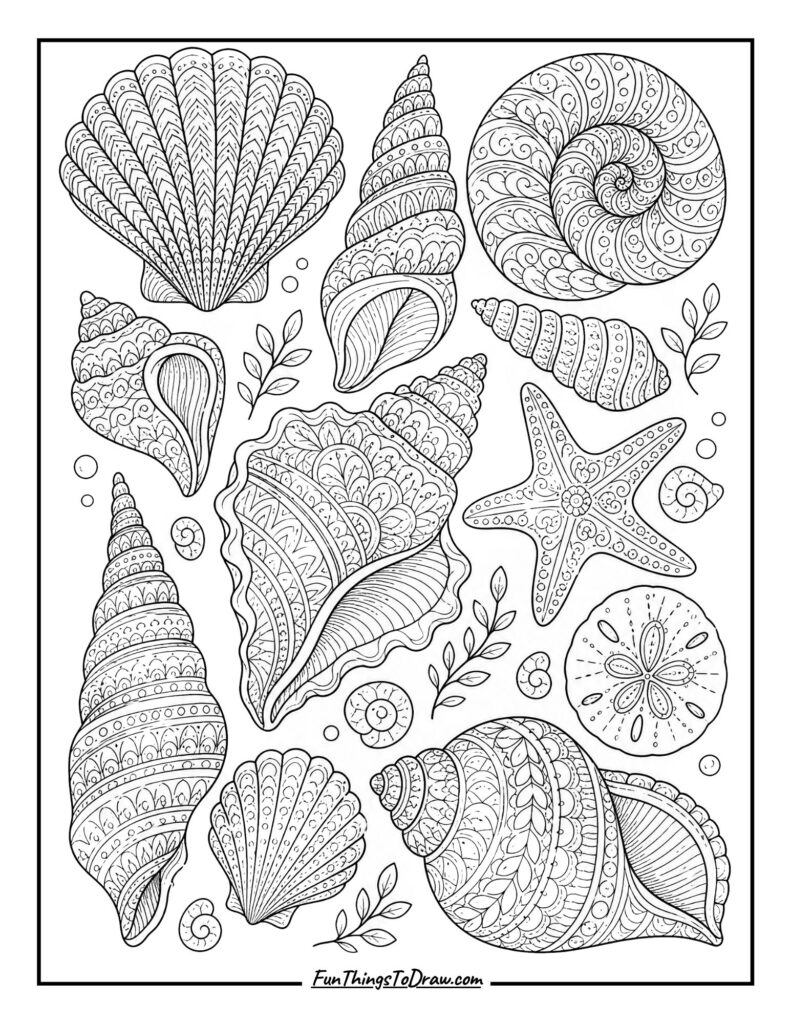 Seashells with Zentangle Elements