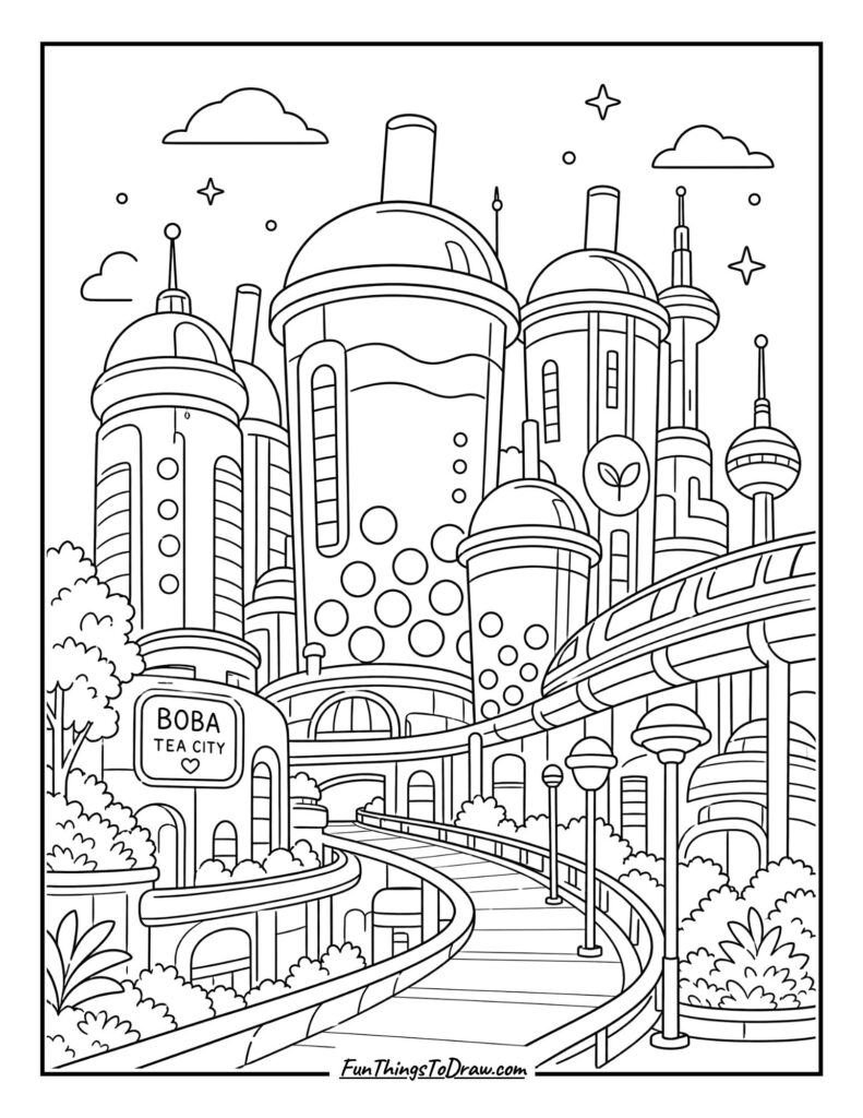 Boba Tea Cityscape