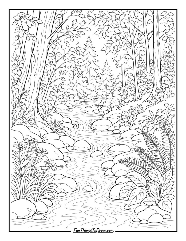 Forest Stream coloring page