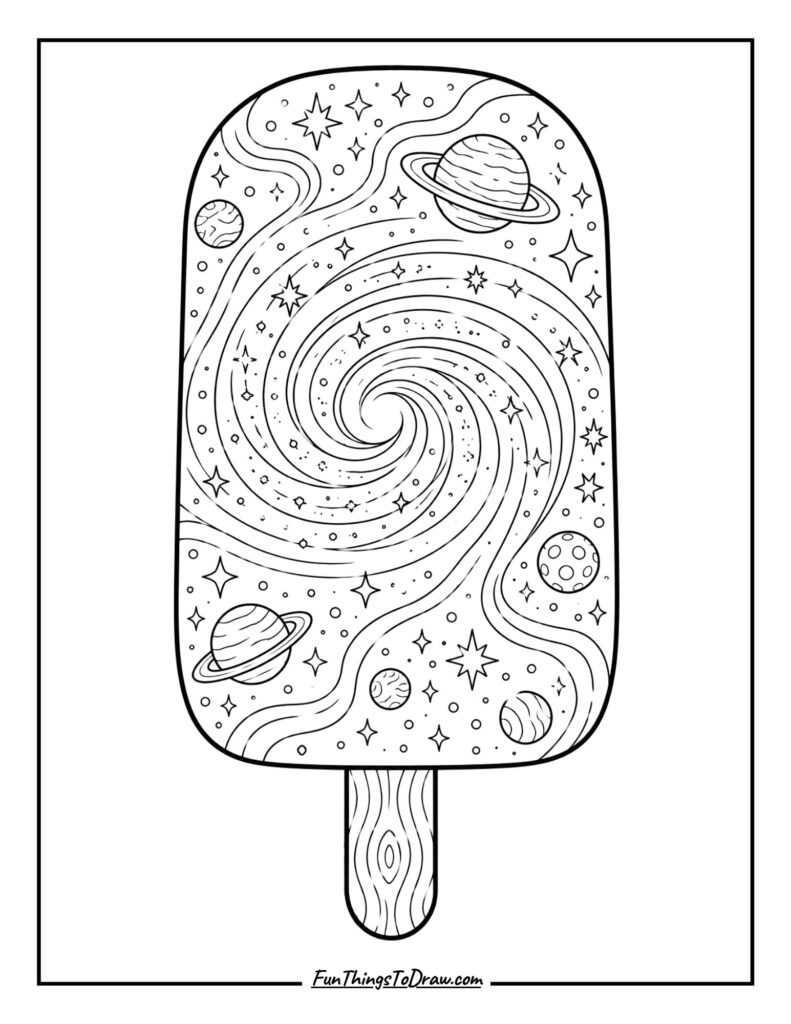 Galaxy Popsicle coloring page