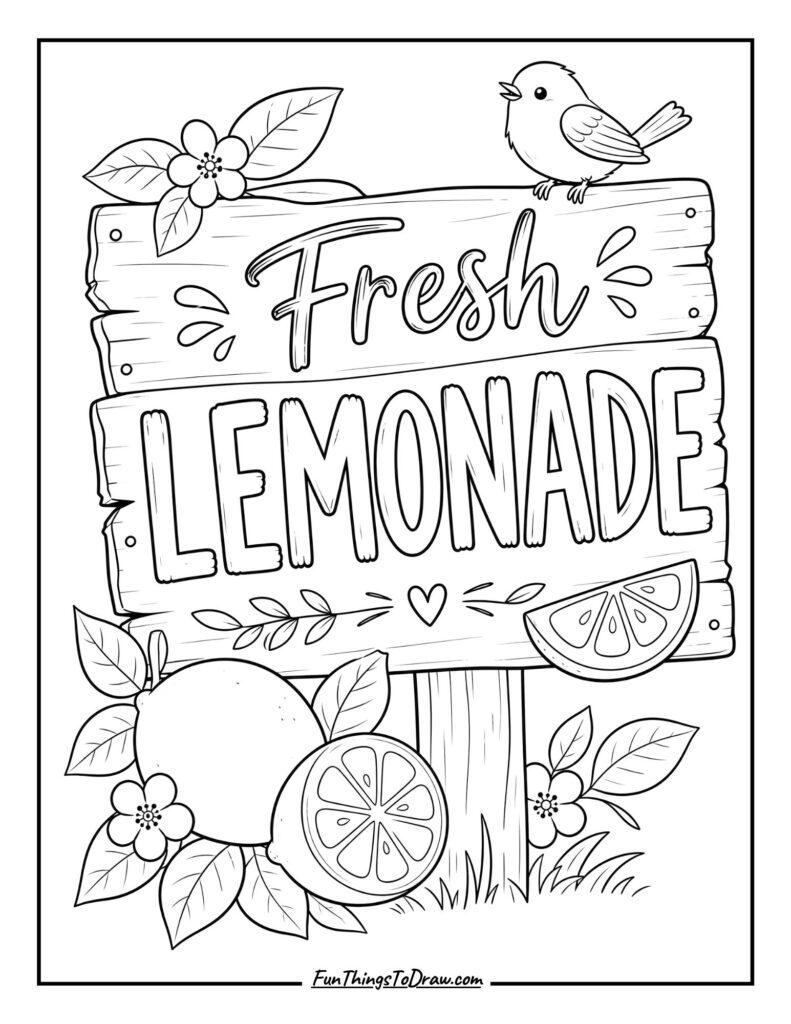 Lemonade Sign coloring page