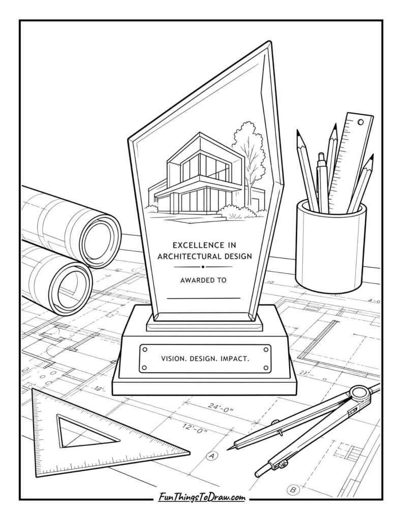 Architectural Design Blueprint Award Coloring Page