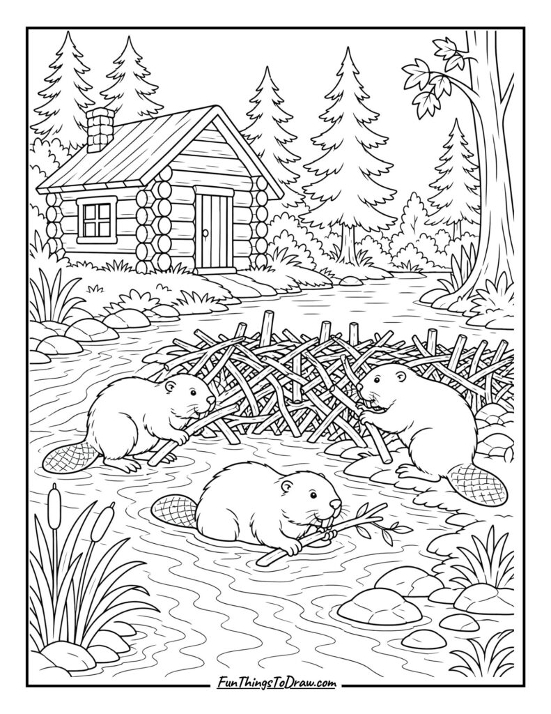 Beaver Dam Cabin coloring page