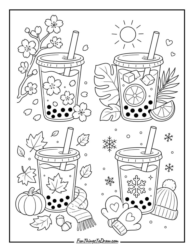 Boba Tea Seasons coloring page
