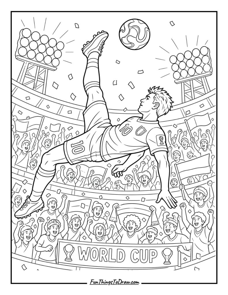 Iconic Bicycle Kick Coloring Page
