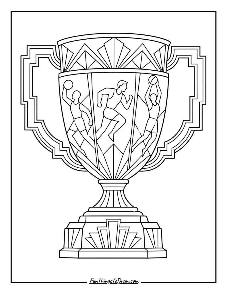 Art Deco Sports Cup Coloring Page