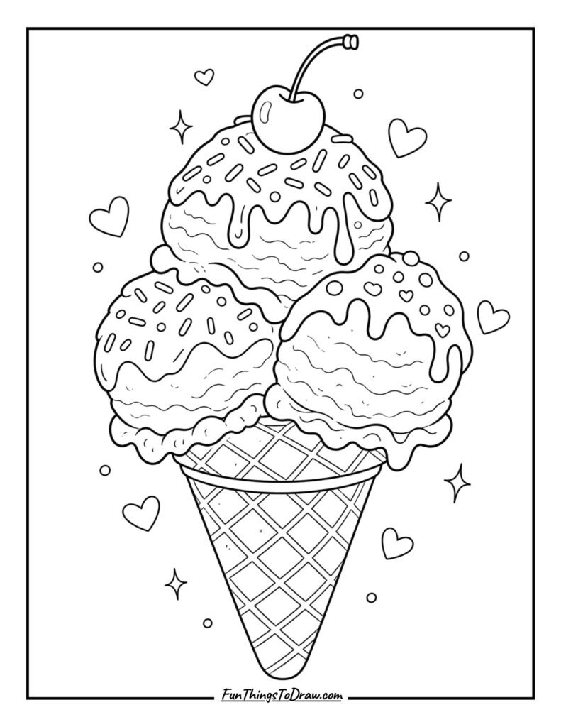 Ice Cream (Summer food coloring page)