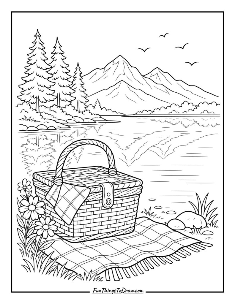 Lakeside Serenity coloring page