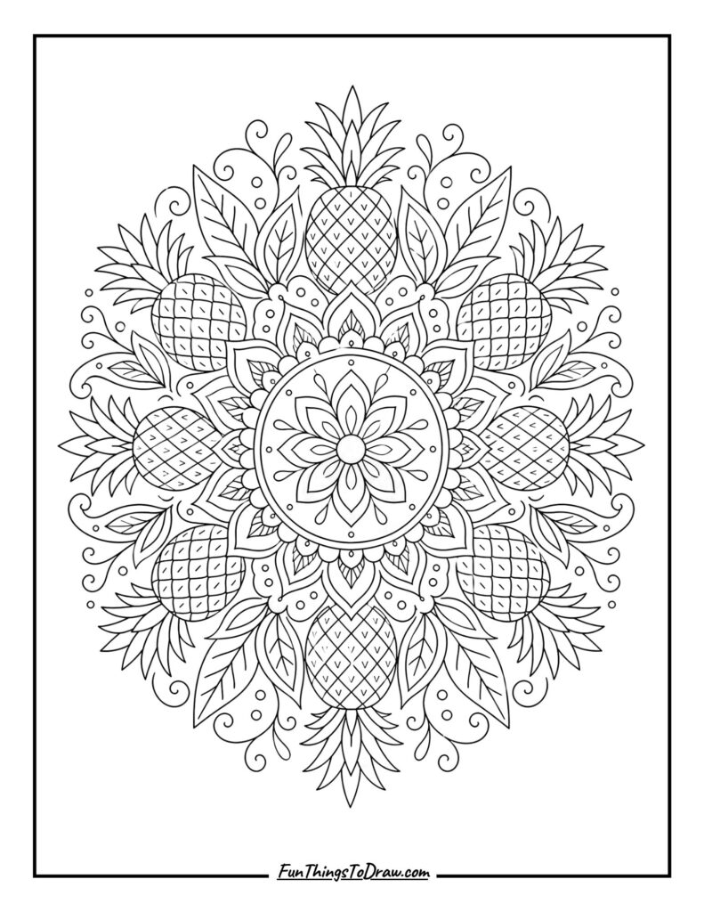 Pineapple Mandala coloring page