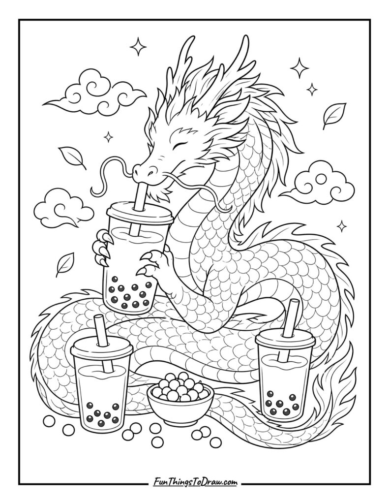 Boba Tea Dragon coloring page