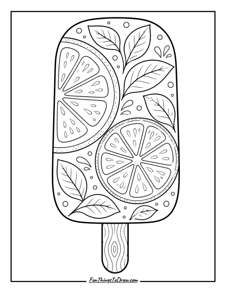 Citrus Slice Popsicle coloring page
