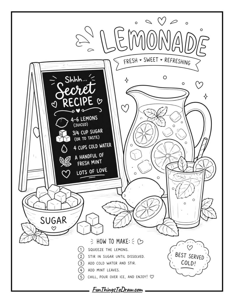 Lemonade Recipe coloring page