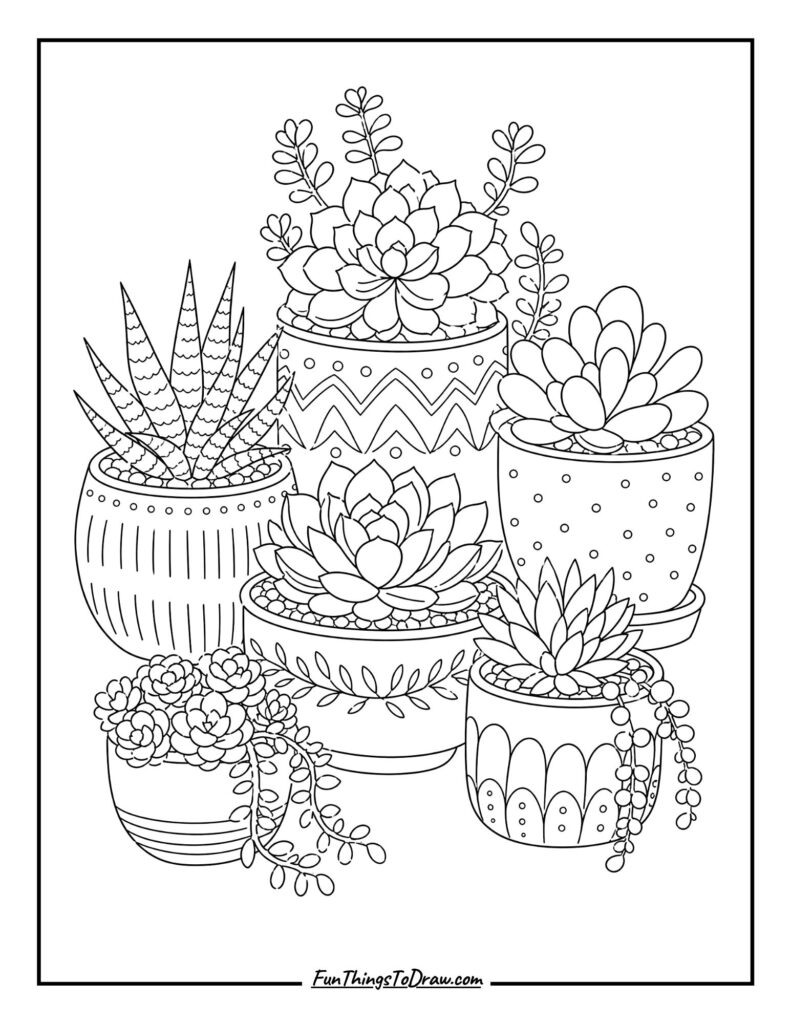 Succulent Arrangement coloring page