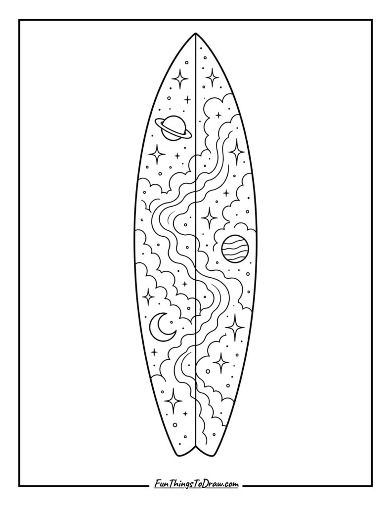 Galactic Nebula Journey design surfboard