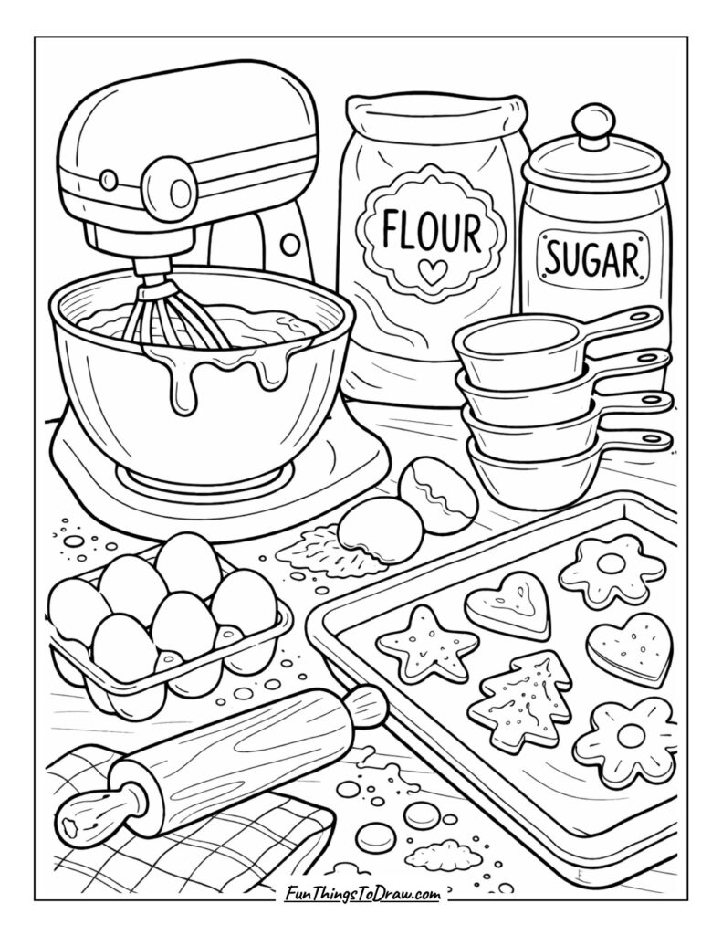 Cookie Baking Day Coloring Page