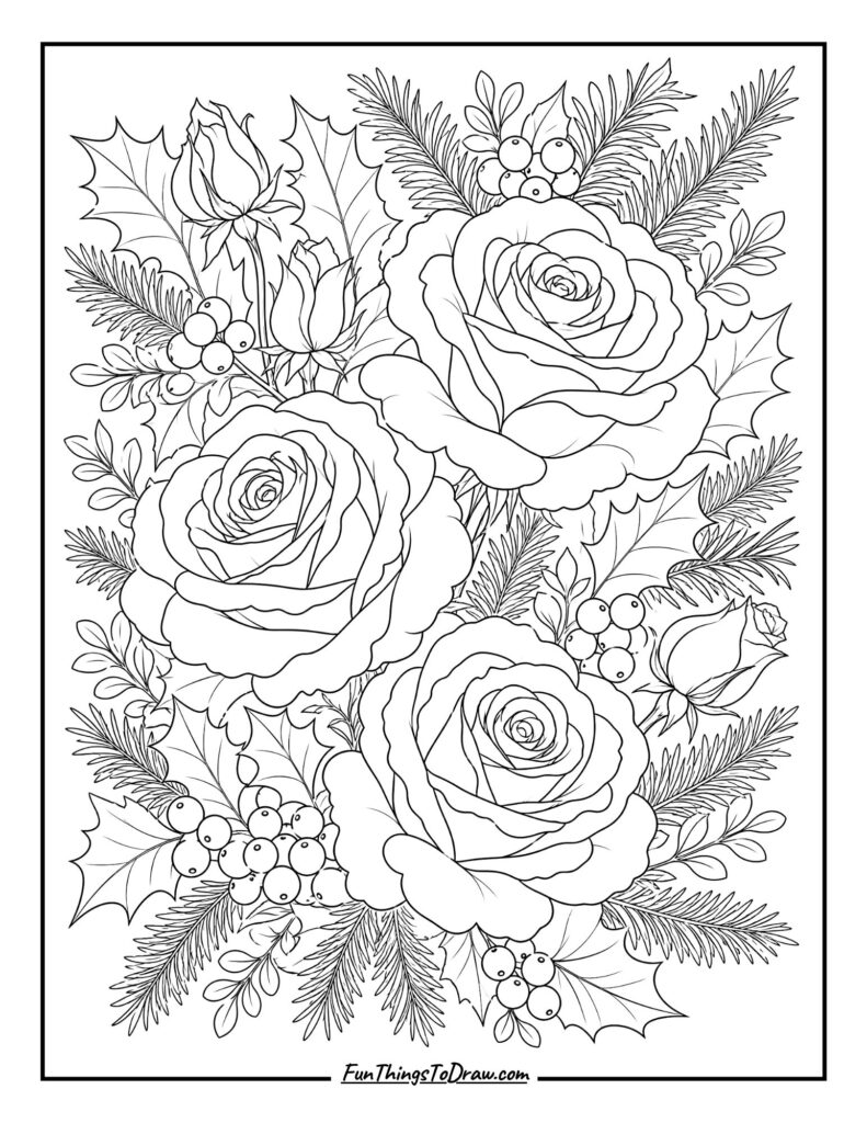 Winter Rose & Holly