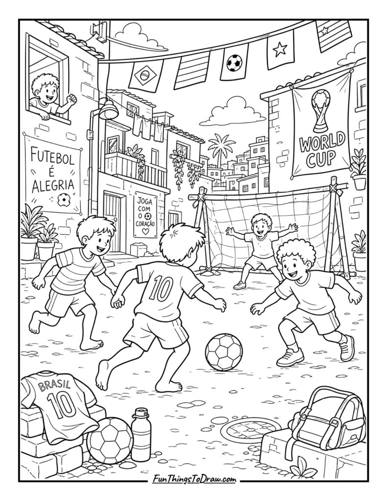 Kids Playing Street Soccer