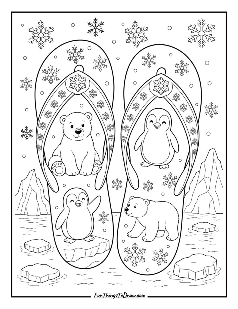 Arctic Chill Flip-Flops coloring page