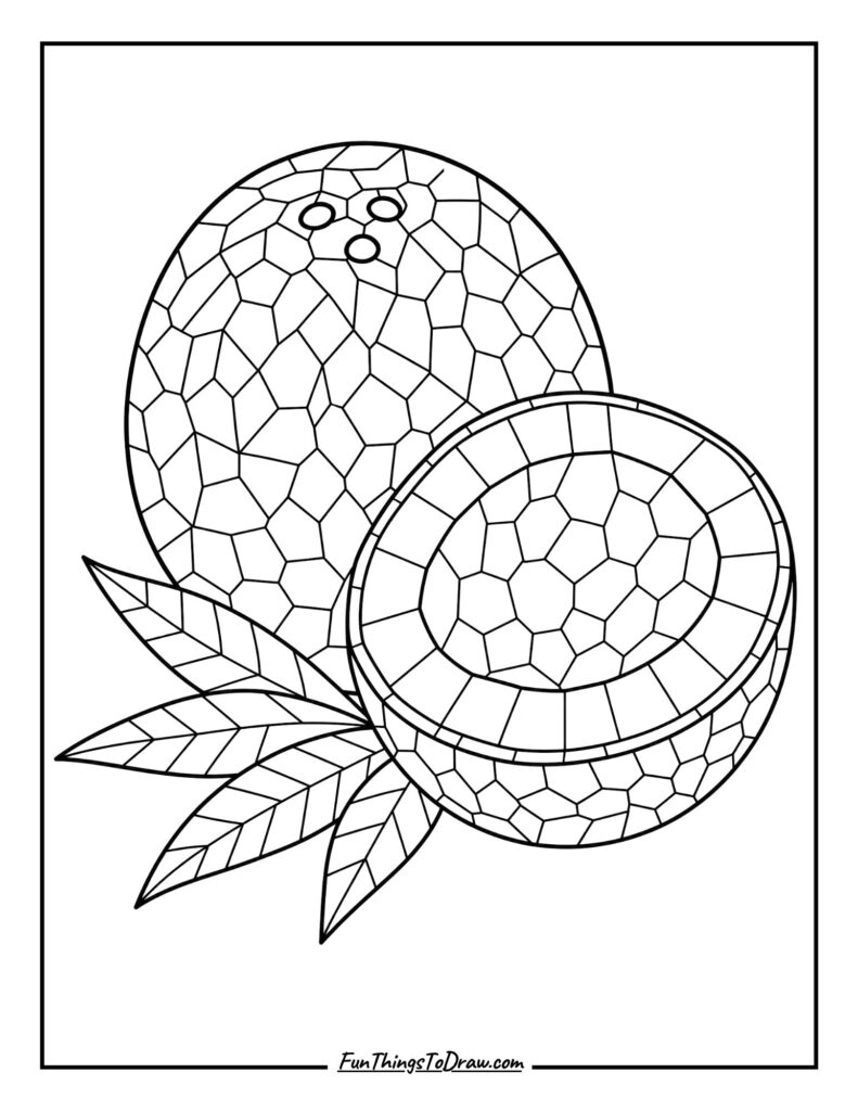 Mosaic Coconut coloring page for adults