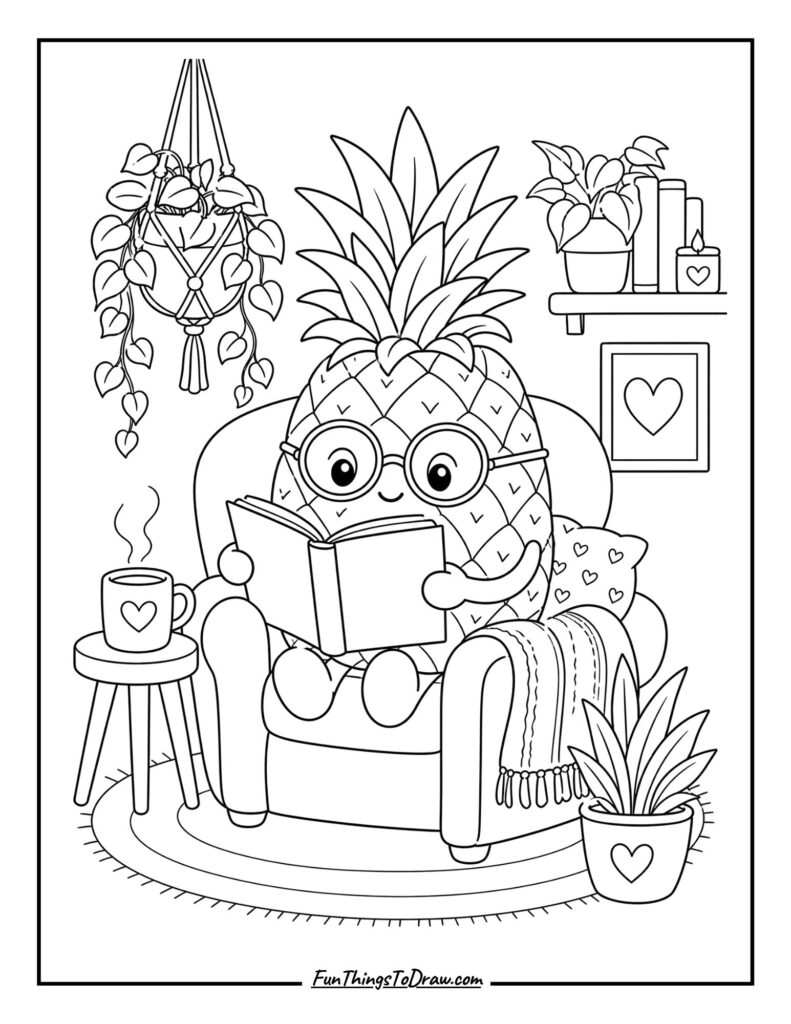 Pineapple Reading a Book