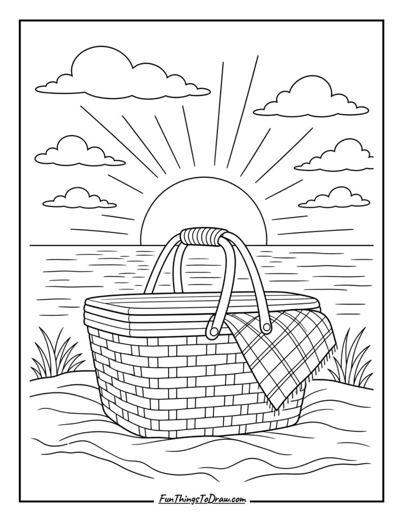 Picnic Basket in Sunset