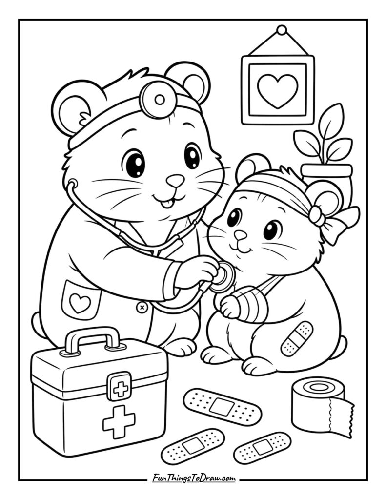 Hamster Doctor Helping a Friend