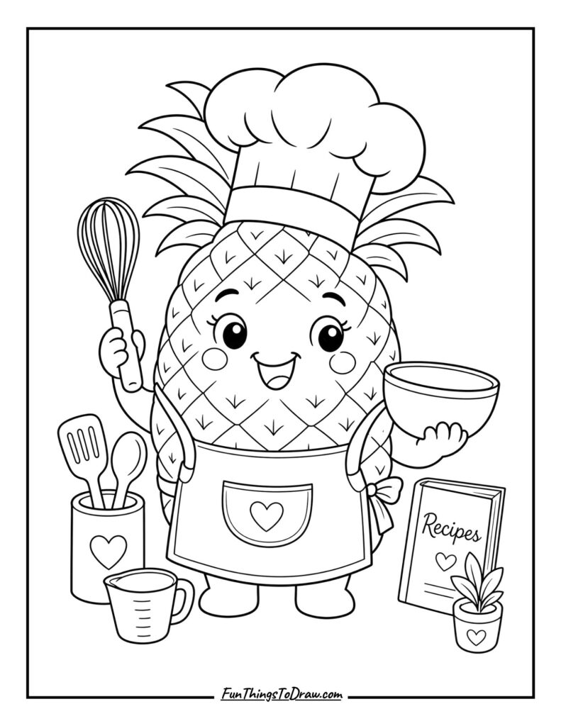 Pineapple Chef coloring page