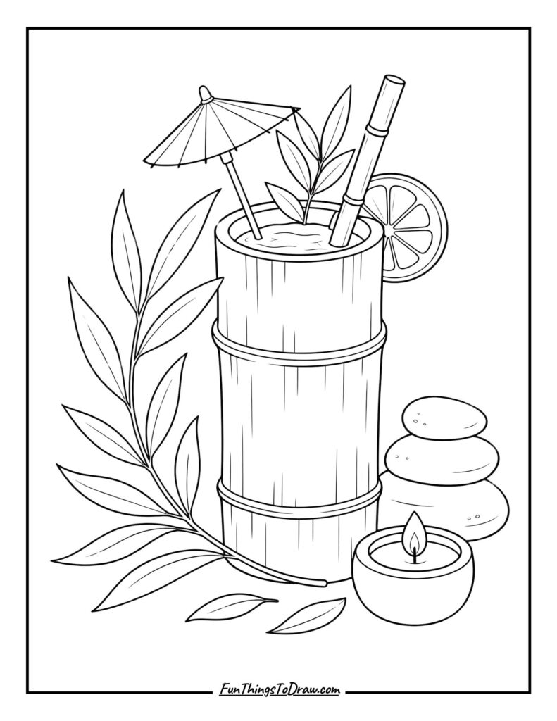 Bamboo Bliss Beverage coloring page